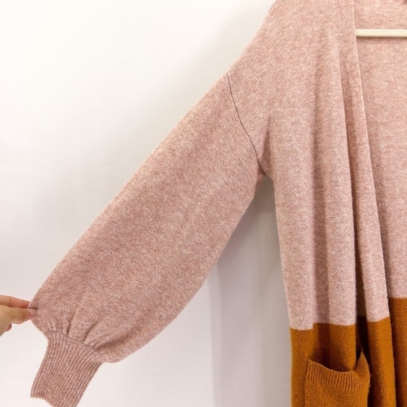 MADEWELL Edgewater Bubble-Sleeve Cardigan Sweater Pink Orange Colorblock Alpaca - Picture 7 of 10